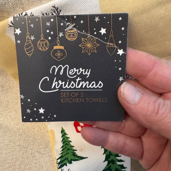 Macys Cotton holiday dish towels New holiday scene and gold gift home decor - Picture 6 of 7